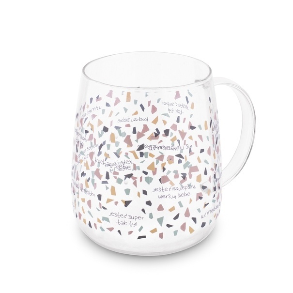 Kubek szklany z zaparzaczem i ceramiczną pokrywką Tadar Uśmiechnij się 500 ml