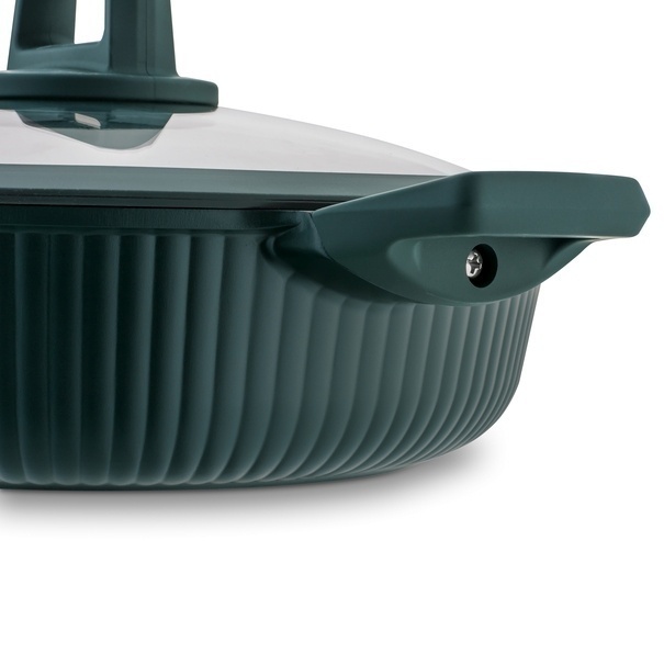 Patelnia marmurowa z pokrywką kr&oacute;tkie uchwyty Starke Pro Eridan 28 cm