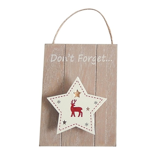Zawieszka ścienna bożonarodzeniowa Tadar Dont Forget 10 x 2 x 13,5 cm beżowa