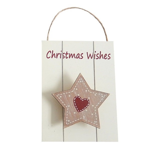 Zawieszka ścienna bożonarodzeniowa Tadar Wishes 10 x 2 x 13,5 cm biała