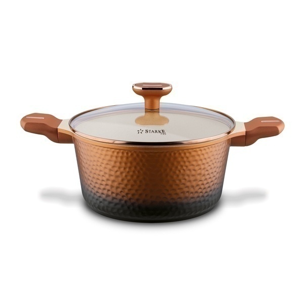 Zestaw garnk&oacute;w na indukcję Starke Pro Texture Copper 10 element&oacute;w i 4 noże Toshiro