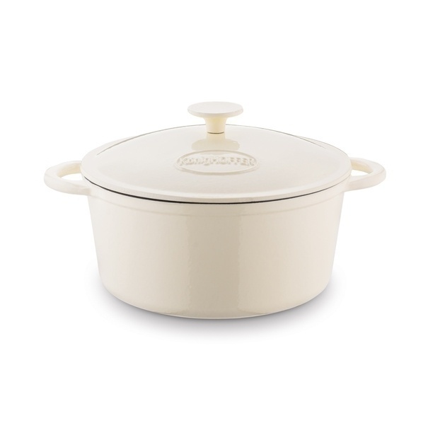 Gęsiarka żeliwna brytfanna emaliowana Konighoffer 5 l 25 x 12,3 cm okrągła kremowa
