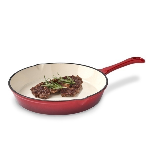 Komplet naczyń żeliwnych 5 element&oacute;w 2 garnki i patelnia Konighoffer czerwone