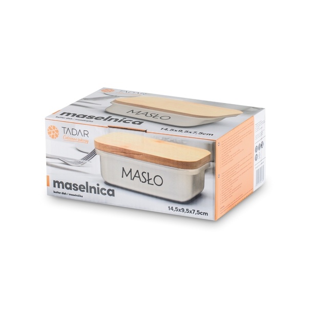 Maselniczka stalowa z pokrywką Tadar 15,5 x 10,5 x 6 cm kremowa