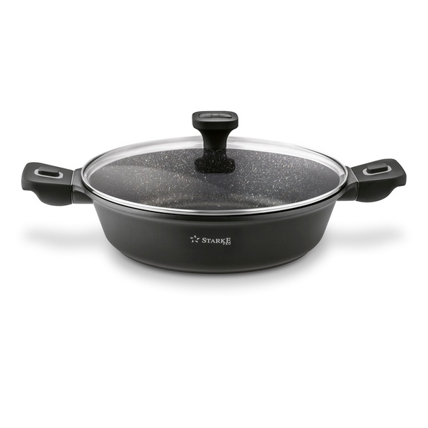 Patelnia marmurowa na indukcję kr&oacute;tkie uchwyty Starke Pro Svart Marble 28 cm