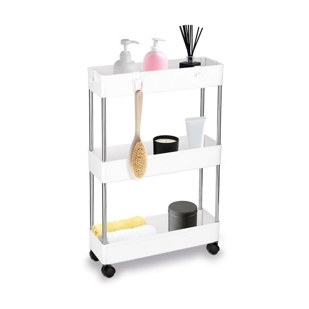 Regał na kółkach uniwersalny 3 poziomy Tadar 41 x 14 x 64 cm biały