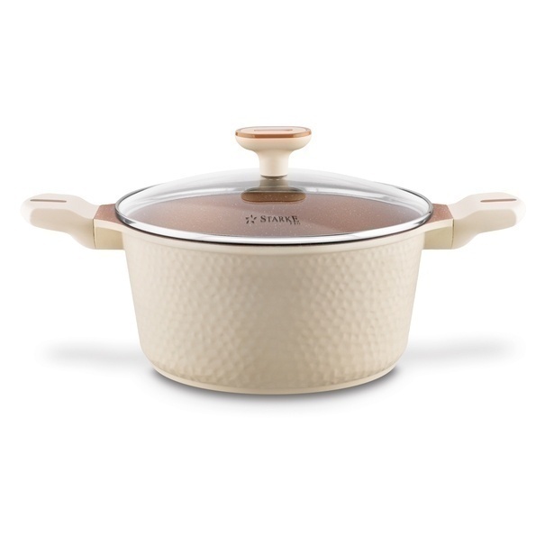 Zestaw garnk&oacute;w na indukcję Starke Pro Texture Creamy 10 element&oacute;w i 3 noże Toshiro