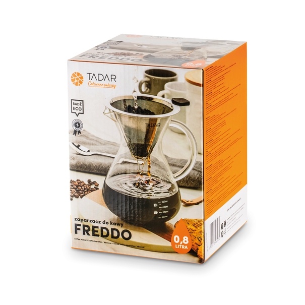 Dzbanek przelewowy do kawy i herbaty z zaparzaczem Tadar Freddo 800 ml