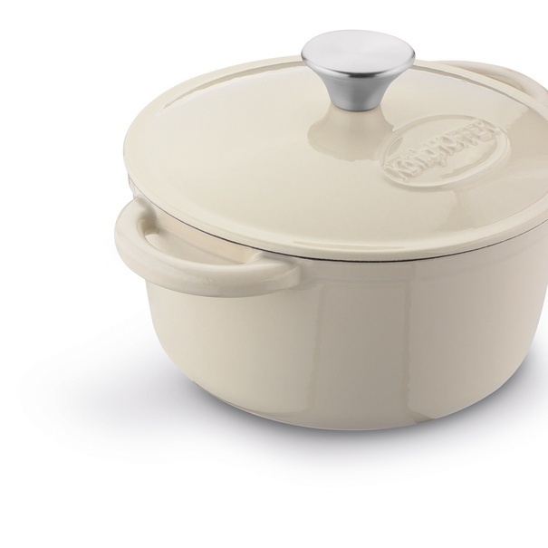 Gęsiarka żeliwna brytfanna emaliowana Konighoffer 2,8 l 21 x 10,5 cm okrągła kremowa