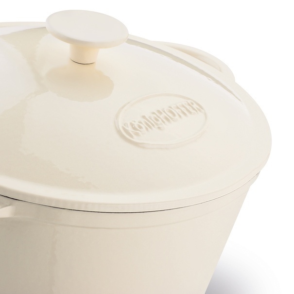 Gęsiarka żeliwna brytfanna emaliowana Konighoffer 5 l 25 x 12,3 cm okrągła kremowa