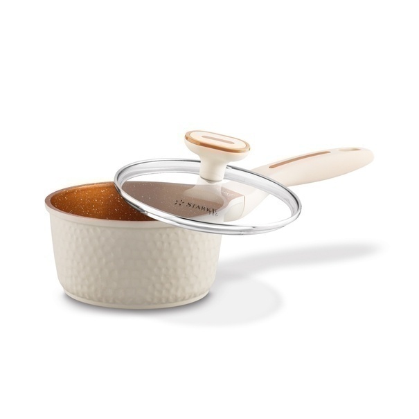 Zestaw garnk&oacute;w na indukcję Starke Pro Texture Creamy 10 element&oacute;w i 3 noże Toshiro