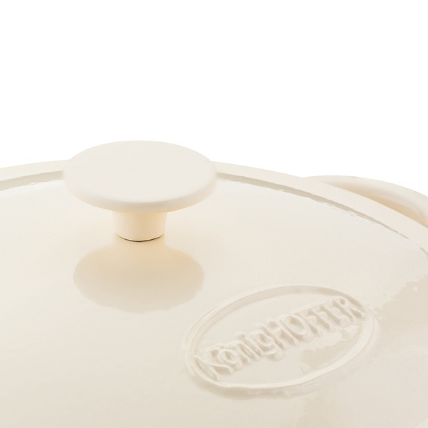 Gęsiarka żeliwna brytfanna emaliowana Konighoffer 5 l 25 x 12,3 cm okrągła kremowa