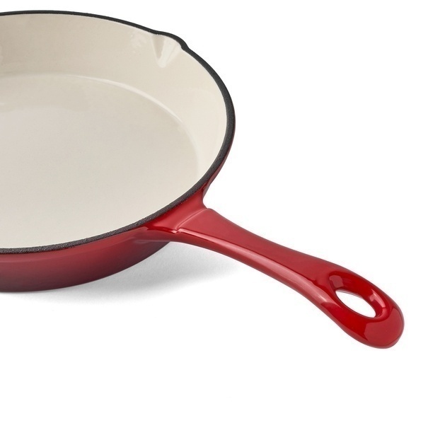 Komplet naczyń żeliwnych 5 element&oacute;w 2 garnki i patelnia Konighoffer czerwone