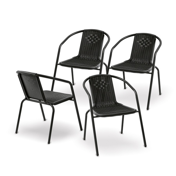 Krzesła ogrodowe stalowe Tadar czarne 4 sztuki