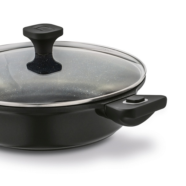 Patelnia marmurowa na indukcję kr&oacute;tkie uchwyty Starke Pro Svart Marble 28 cm