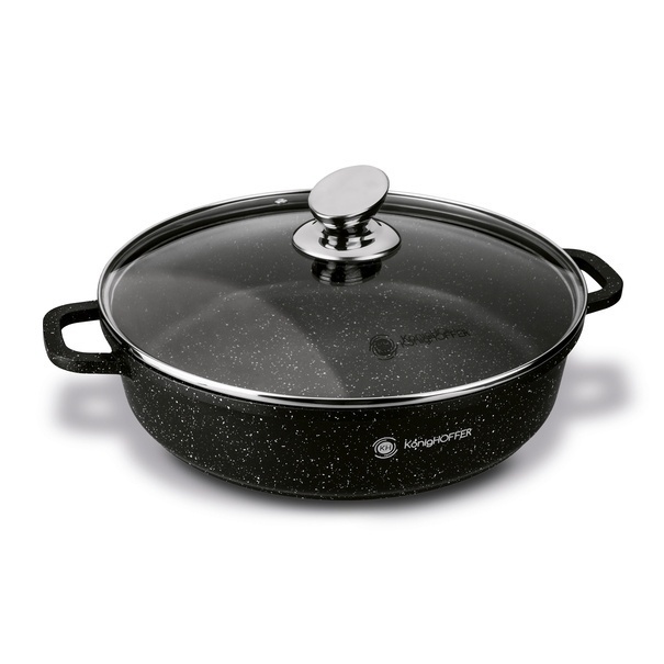 Patelnia na indukcję głęboka krótkie uchwyty Konighoffer Pollo Black 28 x 7 cm