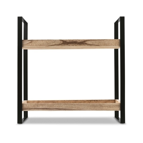 Półki drewniane stojące na stalowym stelażu Tadar 2-poziomy 34 x 18 x 34 cm