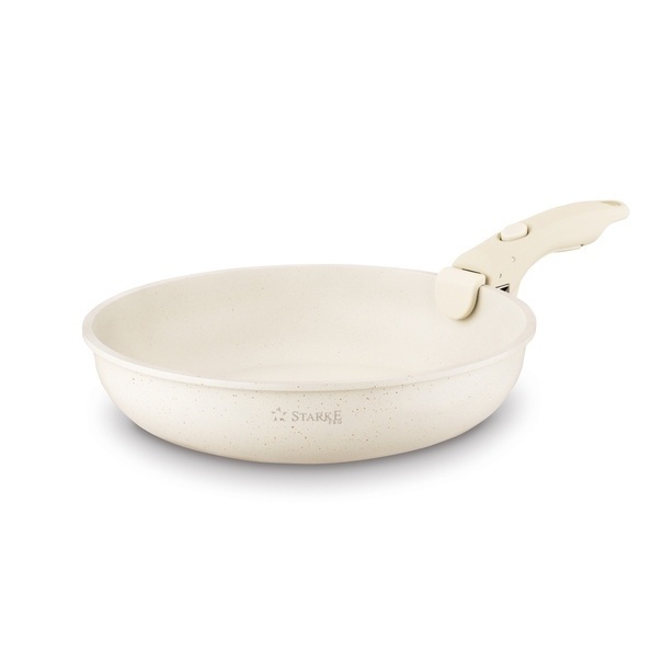 Zestaw 3 patelni Starke Pro Compacti Cream 4 elementy odpinany uchwyt