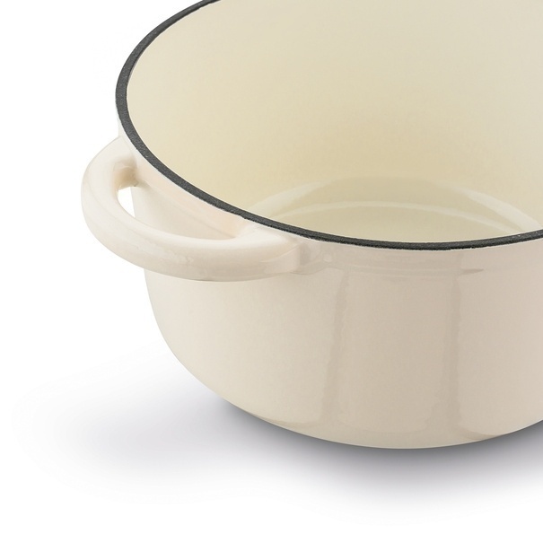 Gęsiarka żeliwna brytfanna emaliowana Konighoffer 2,8 l 21 x 10,5 cm okrągła kremowa