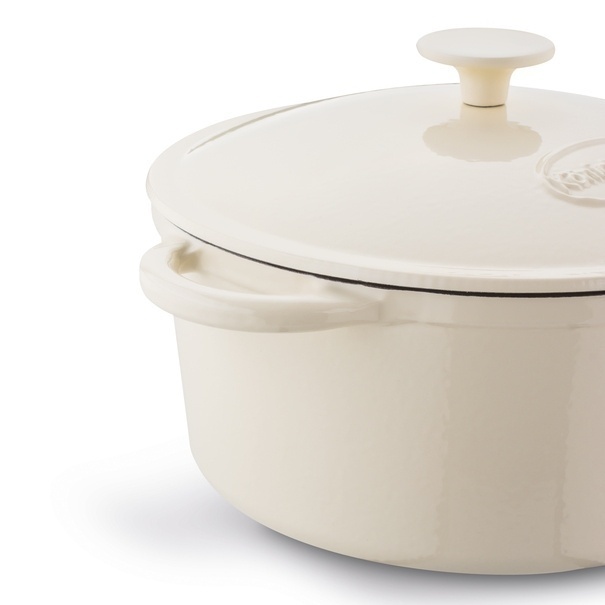 Gęsiarka żeliwna brytfanna emaliowana Konighoffer 5 l 25 x 12,3 cm okrągła kremowa