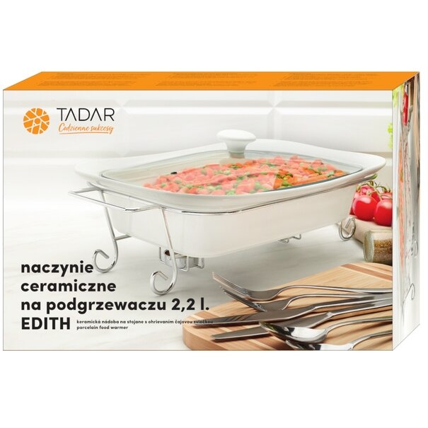 Naczynie ceramiczne na podgrzewaczu Tadar Edith White 2,2 l prostokątne