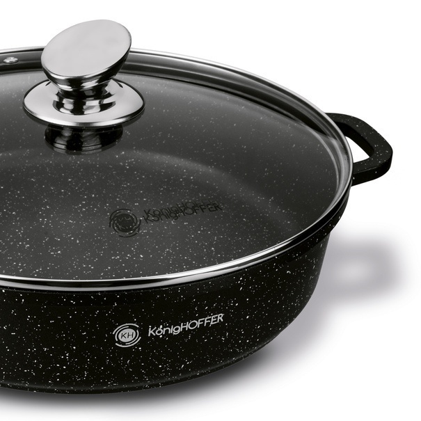 Patelnia na indukcję głęboka krótkie uchwyty Konighoffer Pollo Black 32 x 8 cm