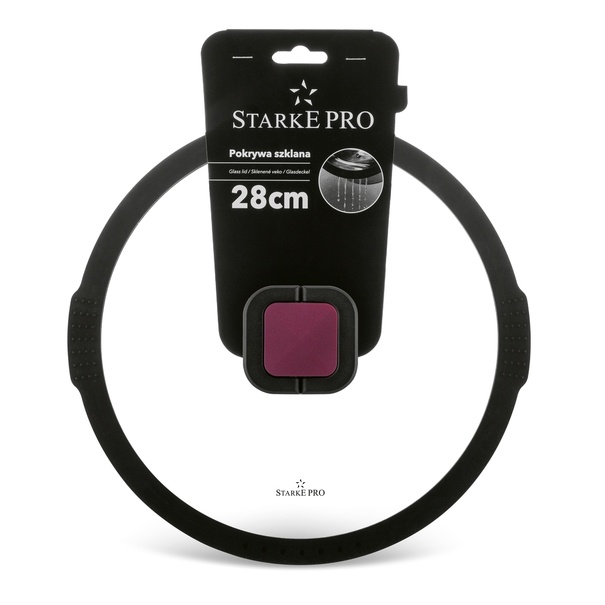 Pokrywka do garnków i patelni z silikonowym rantem Starke Pro 28 cm funkcja odcedzania
