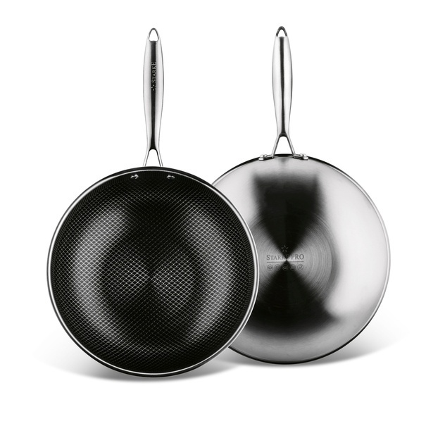 Wok nierdzewny Starke Pro Linesta Steel 30 x 9 cm z pokrywką
