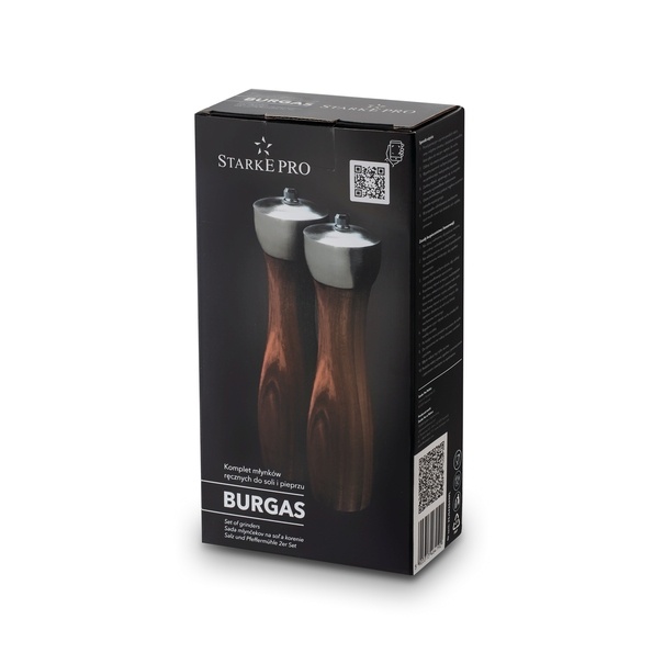 Zestaw 2 młynk&oacute;w ręcznych do soli i pieprzu Starke Pro Burgas