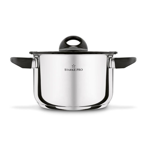 Zestaw garnk&oacute;w nierdzewnych z pokrywkami Starke Pro Sante 8 element&oacute;w i komplet 6 szklanek Sue 400 ml z podkładkami