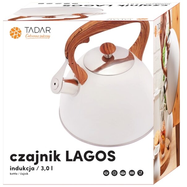 Czajnik na gaz i indukcję Tadar Lagos 3 l biały