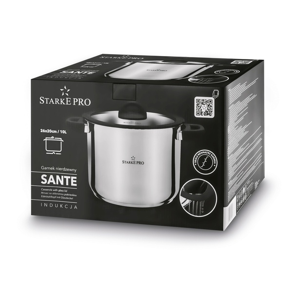 Garnek wysoki nierdzewny z pokrywką Starke Pro Sante 10,5 l indukcja