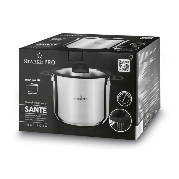 Garnek wysoki nierdzewny z pokrywką Starke Pro Sante 12,5 l indukcja