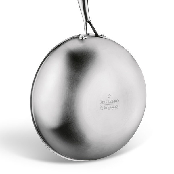 Wok nierdzewny Starke Pro Linesta Steel 30 x 9 cm z pokrywką