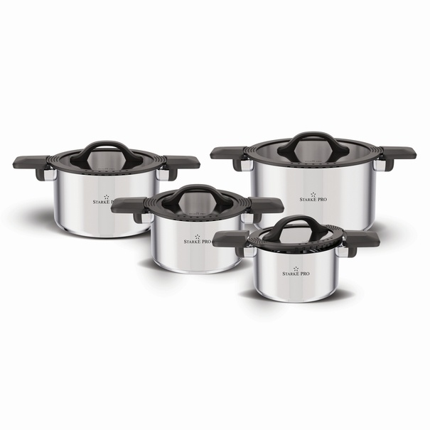 Zestaw garnków nierdzewnych z pokrywkami Starke Pro Creativo 8 elementów