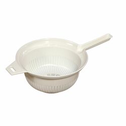 Cedzak durszlak kuchenny z rączką Great Plastic 23,5 x 39 x 13 cm kremowy