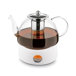 Dzbanek do herbaty borokrzemowy z podgrzewaczem białym Tadar Carina 1,2 l