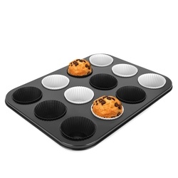 Forma do pieczenia na 12 muffinek Tadar 35,5 x 26,5 cm z silikonowymi foremkami