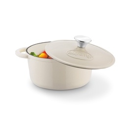 Gęsiarka żeliwna brytfanna emaliowana Konighoffer 2,8 l 21 x 10,5 cm okrągła kremowa