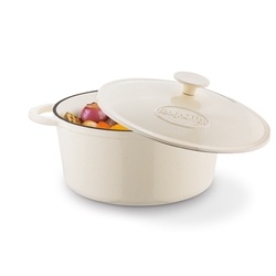 Gęsiarka żeliwna brytfanna emaliowana Konighoffer 5 l 25 x 12,3 cm okrągła kremowa