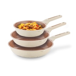 Komplet 3 patelni na indukcję Starke Pro Texture Creamy 20 24 28 cm