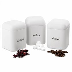 Komplet 3 pojemników Starke Pro Grava Kawa Herbata Cukier biały