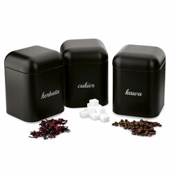 Komplet 3 pojemników Starke Pro Grava Kawa Herbata Cukier czarny
