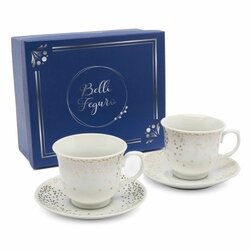 Komplet dwóch filiżanek do kawy ze spodkami Tadar Bella Feguro Punto D'oro 250 ml