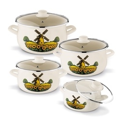 Komplet garnk&oacute;w emaliowanych Tadar Młyn 8 element&oacute;w