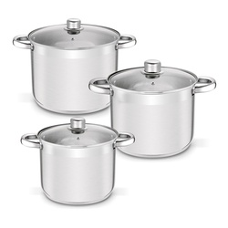 Komplet garnk&oacute;w prostych ze stali nierdzewnej z pokrywkami Tadar 6 element&oacute;w 4 l, 6,5 l, 8 l