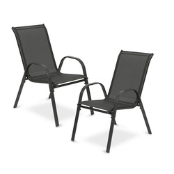 Krzesła ogrodowe stalowe Tadar szare 2 sztuki