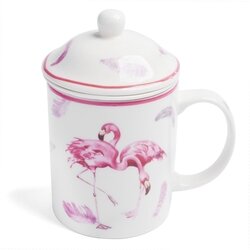 Kubek porcelanowy z zaparzaczem Tadar Flamingo 330 ml
