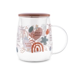 Kubek szklany z zaparzaczem i ceramiczną pokrywką Tadar Spełniaj marzenia 500 ml