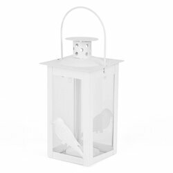 Lampion metalowy Tadar Bird 7,5 x 7,5 x 18 cm biały